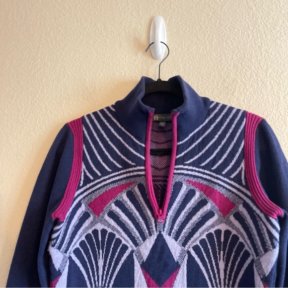 Title Nine Purple Fair Aisle Wool Blend Quarter Zip Pullover Womens Size Medium - Picture 4 of 6